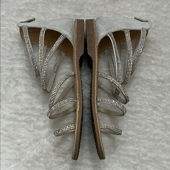 Silver Rhinestone Gladiator Evening Sandals - Picture 4 of 8